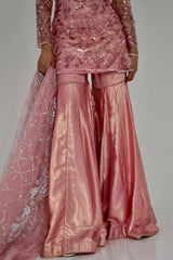 RAMSHA SEQUIN 3 PIECE PINK STITCHED GARARA