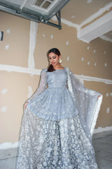 SEQUIN SHARARA 3 PIECE STITCHED SUIT