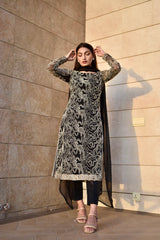 SAMINA 3 PIECE NET OUTFIT STITCHED SUIT