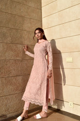 GIANNA 3 PIECE NET STRAIGHT 3 PIECE SUIT