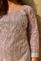 BLUSH IVORY GHARARA 3 PIECE STITCHED SUIT