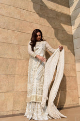 WHITE SILVER GOTA PANI NIKKAH 3 PIECE STITCHED SUIT