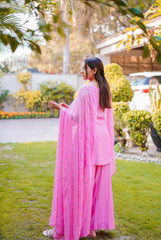 3 PIECE FARSHI SHALWAR SHORT RAW SILK SUIT