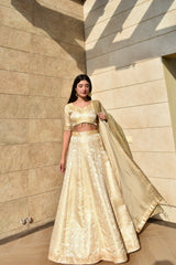 RADIATE WHITE GOLD LEHENGA 3 PIECE STITCHED SUIT