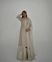 MEHERBANO 3 PIECE FARSHI GARARA STITCHED SUIT