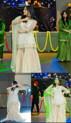 KAYSARIA WHITE GOLD GARARA 3 PIECE STITCHED SUIT