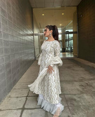 JAHAN WHITE GOLD SHARARA 3 PIECE STITCHED SUIT