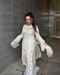 JAHAN WHITE GOLD SHARARA 3 PIECE STITCHED SUIT