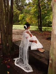 WHITE OFF THE SHOULDER 3 PIECE FARSHI SHALWAR SET