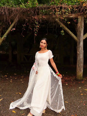 WHITE OFF THE SHOULDER 3 PIECE FARSHI SHALWAR SET