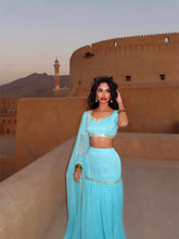 JASMINE BLUE GOLD 3 PIECE STITCHED LEHENGA CHOLI