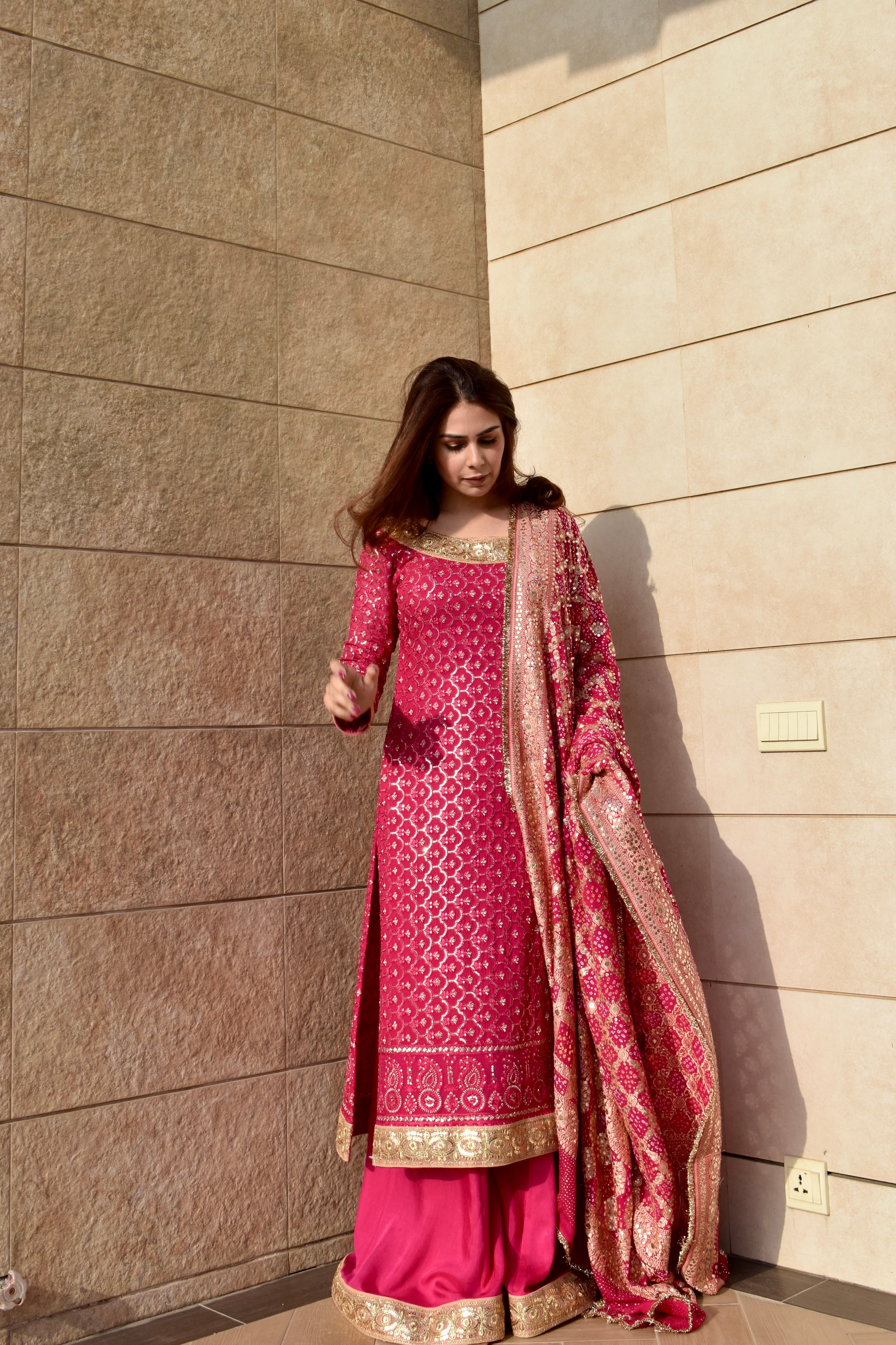 SARA 3 PIECE STITCHED BRIDAL MEHNDI SUIT