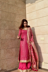 SARA 3 PIECE STITCHED BRIDAL MEHNDI SUIT