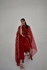 ZEENAT SILK LONG SHIRT 3 PIECE STITCHED SUIT