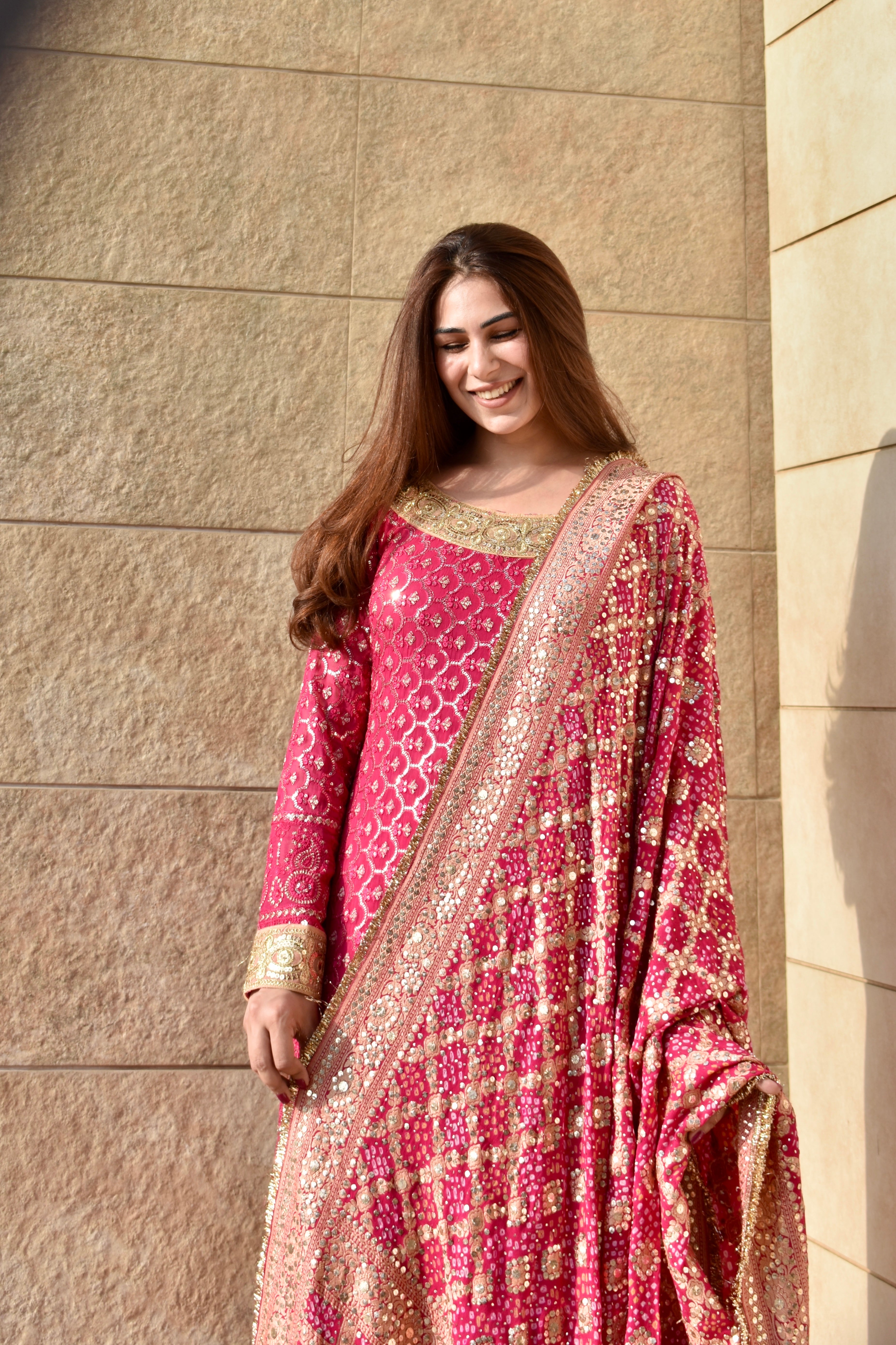 SARA 3 PIECE STITCHED BRIDAL MEHNDI SUIT