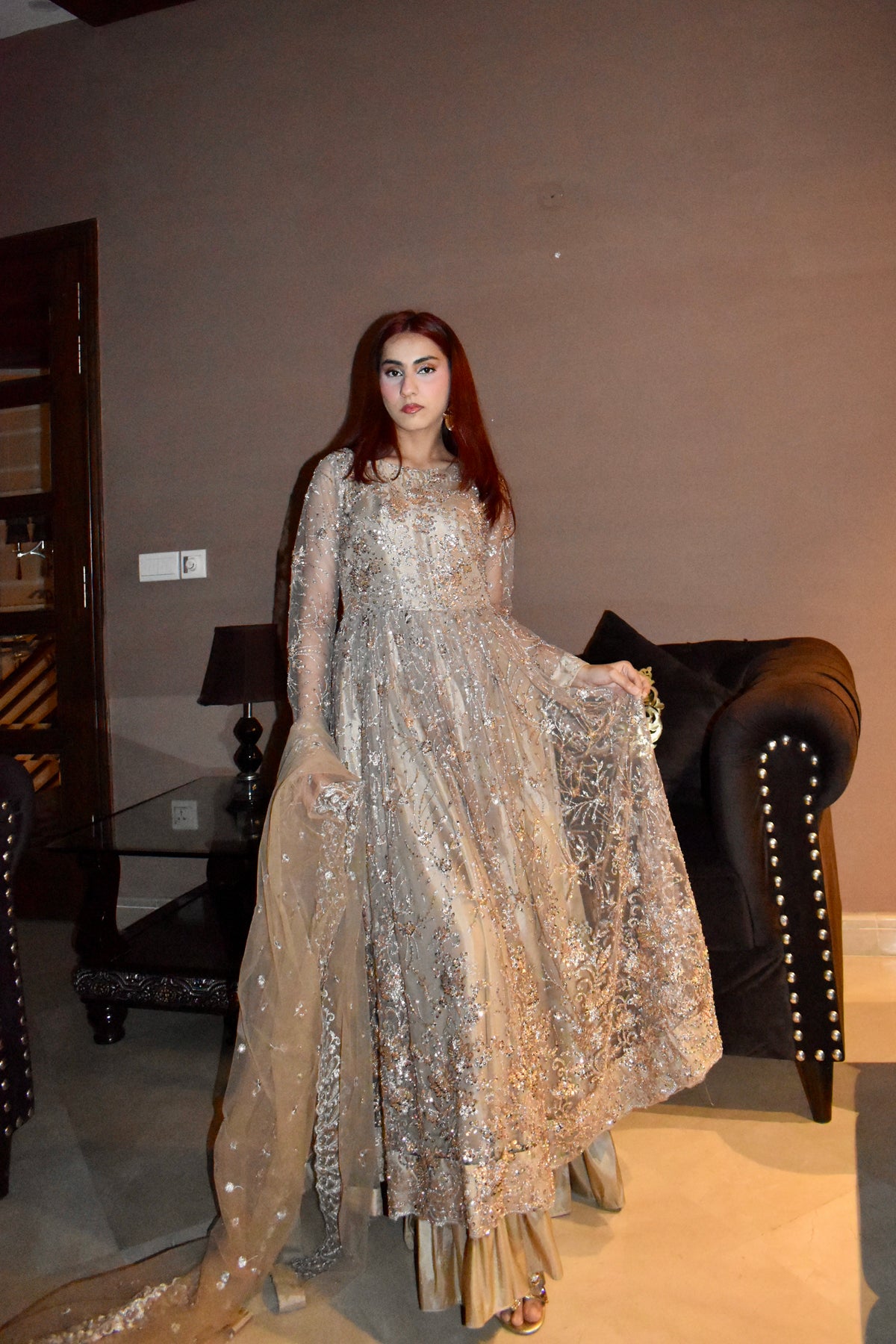 ANARKALI PISHWAS SHARARA 3 PIECE STITCHED SUIT