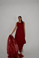 ZEENAT SILK LONG SHIRT 3 PIECE STITCHED SUIT