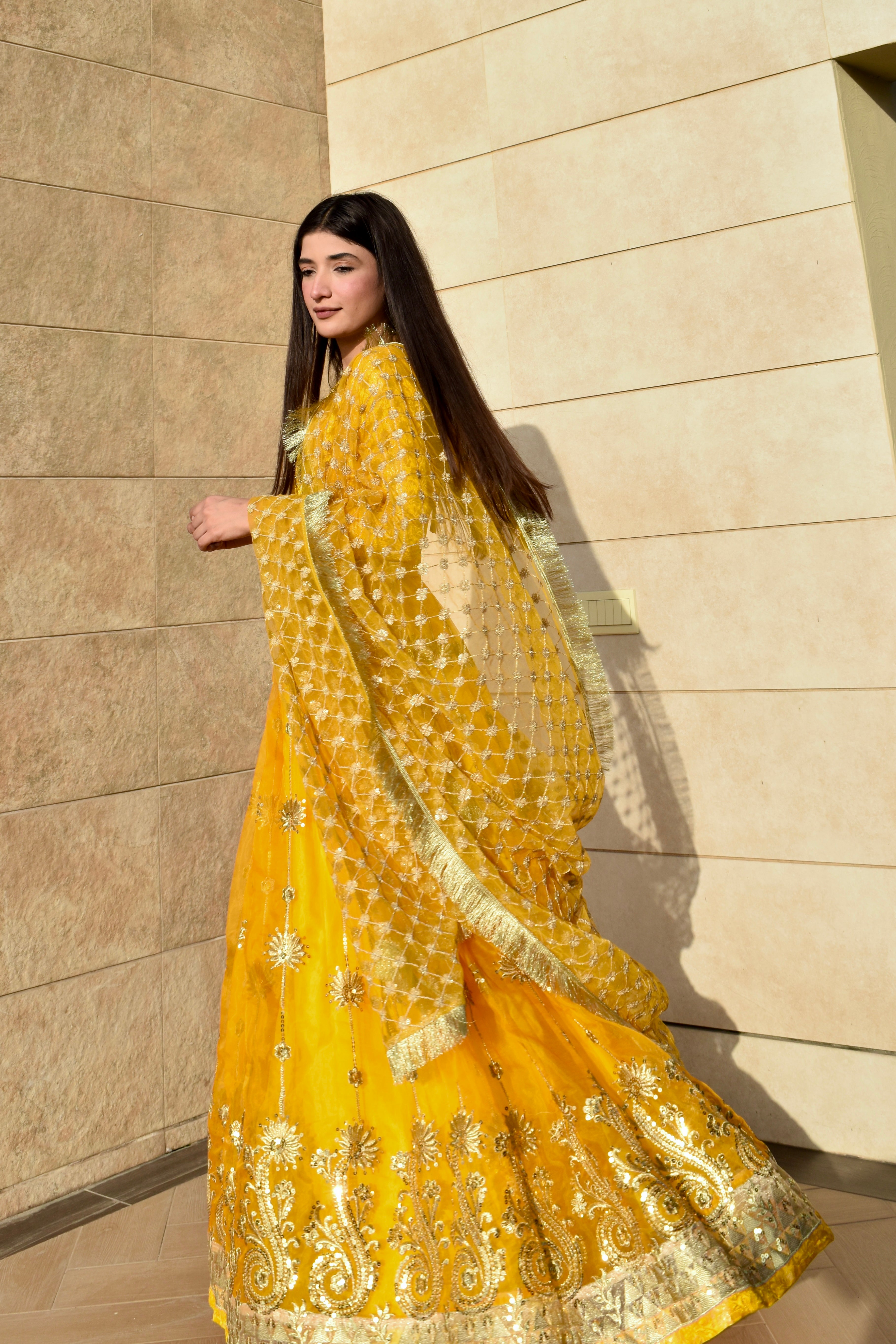 SUNLIT YELLOW LEHENGA BRIDAL 3 PIECE STITCHED SUIT