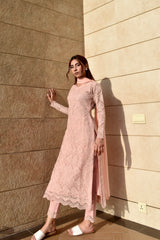 GIANNA 3 PIECE NET STRAIGHT 3 PIECE SUIT