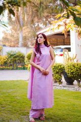 3 PIECE FARSHI SHALWAR LONG RAW SILK SUIT