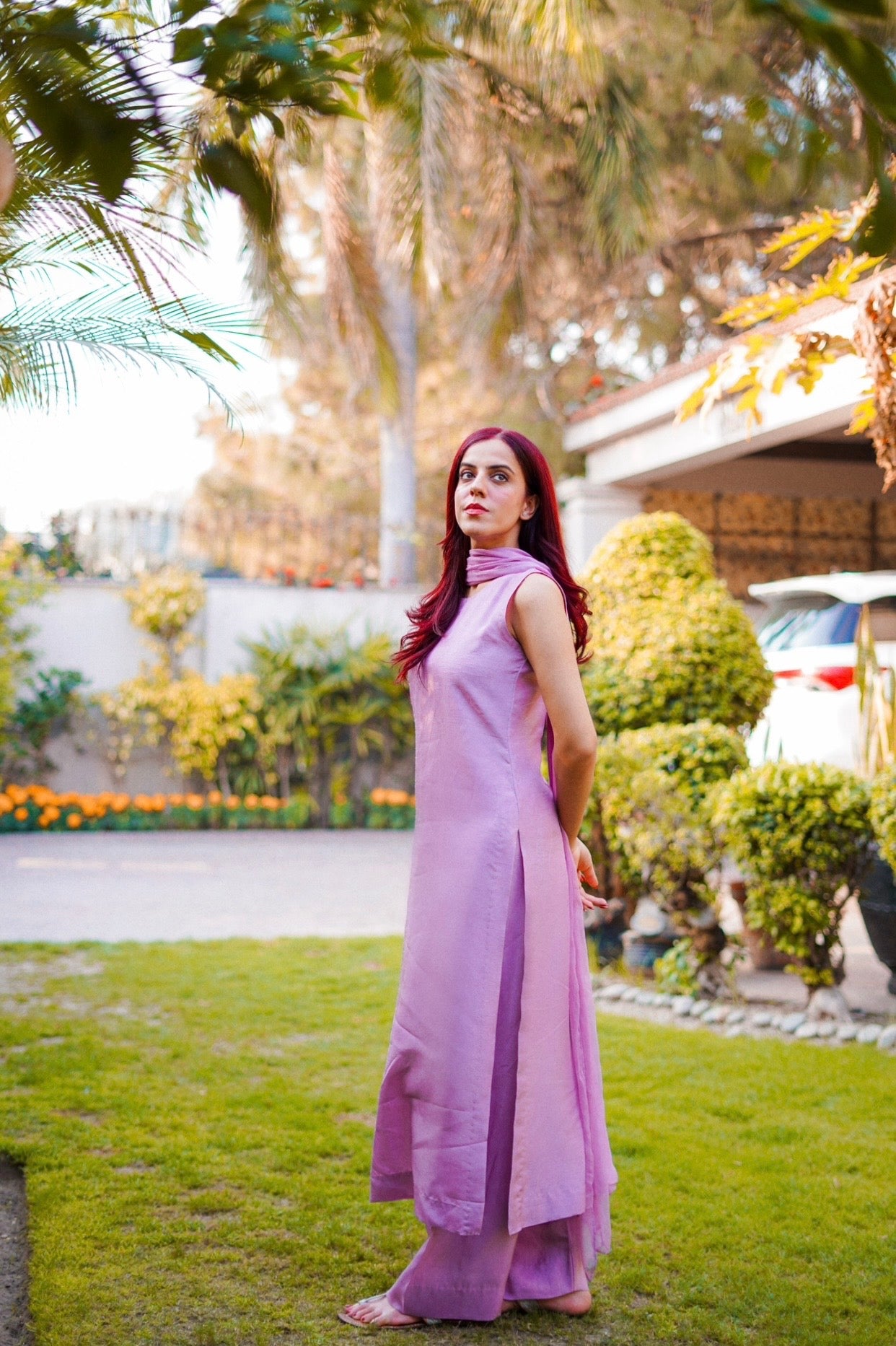 3 PIECE FARSHI SHALWAR LONG RAW SILK SUIT