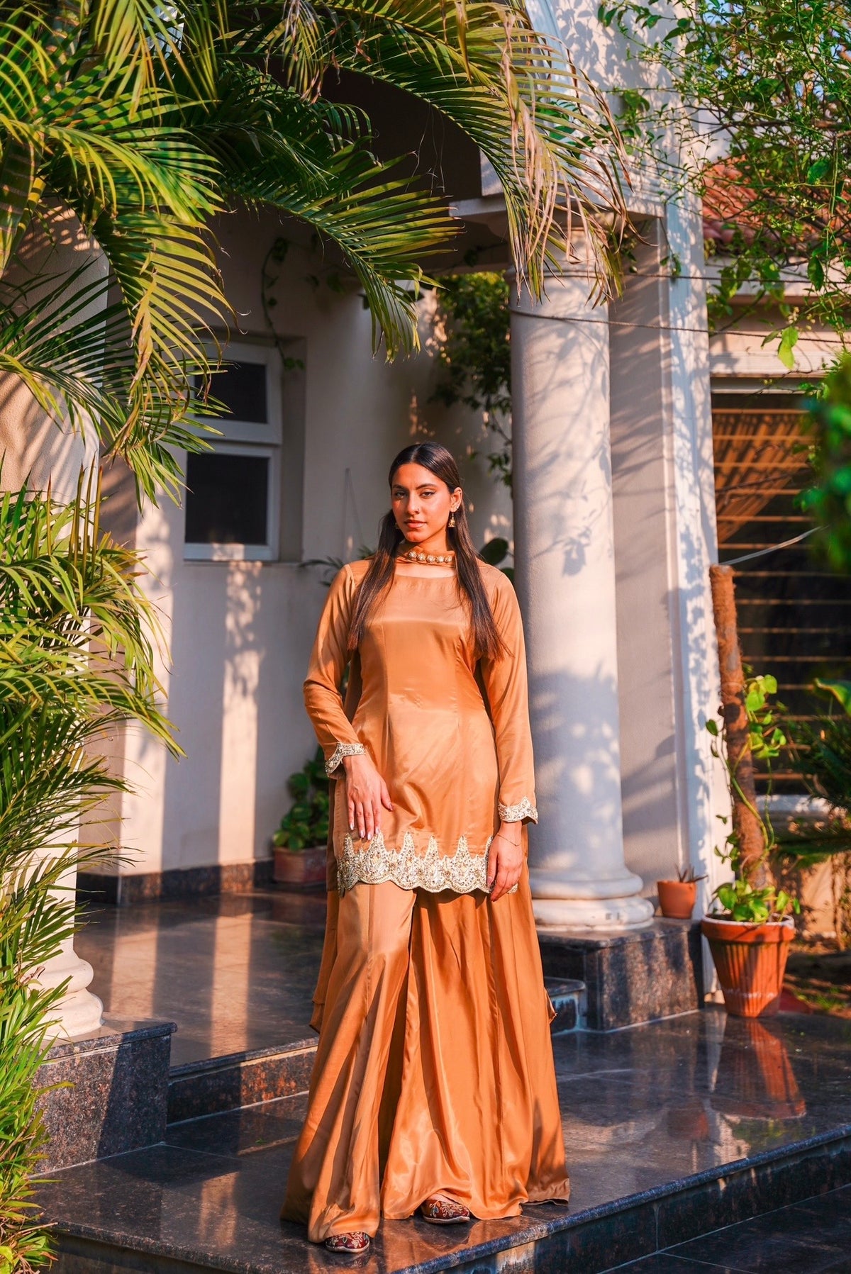 GOLDEN SAND 3 PIECE SHARARA SET