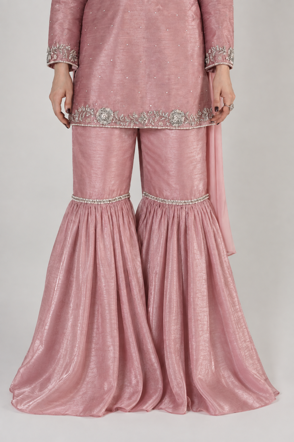 Blush Pink Embellished Gharara Set