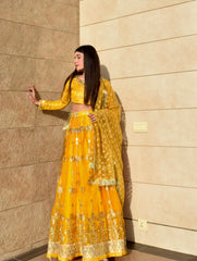 SUNLIT YELLOW LEHENGA BRIDAL 3 PIECE STITCHED SUIT