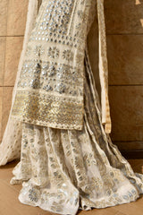 WHITE SILVER GOTA PANI NIKKAH 3 PIECE STITCHED SUIT