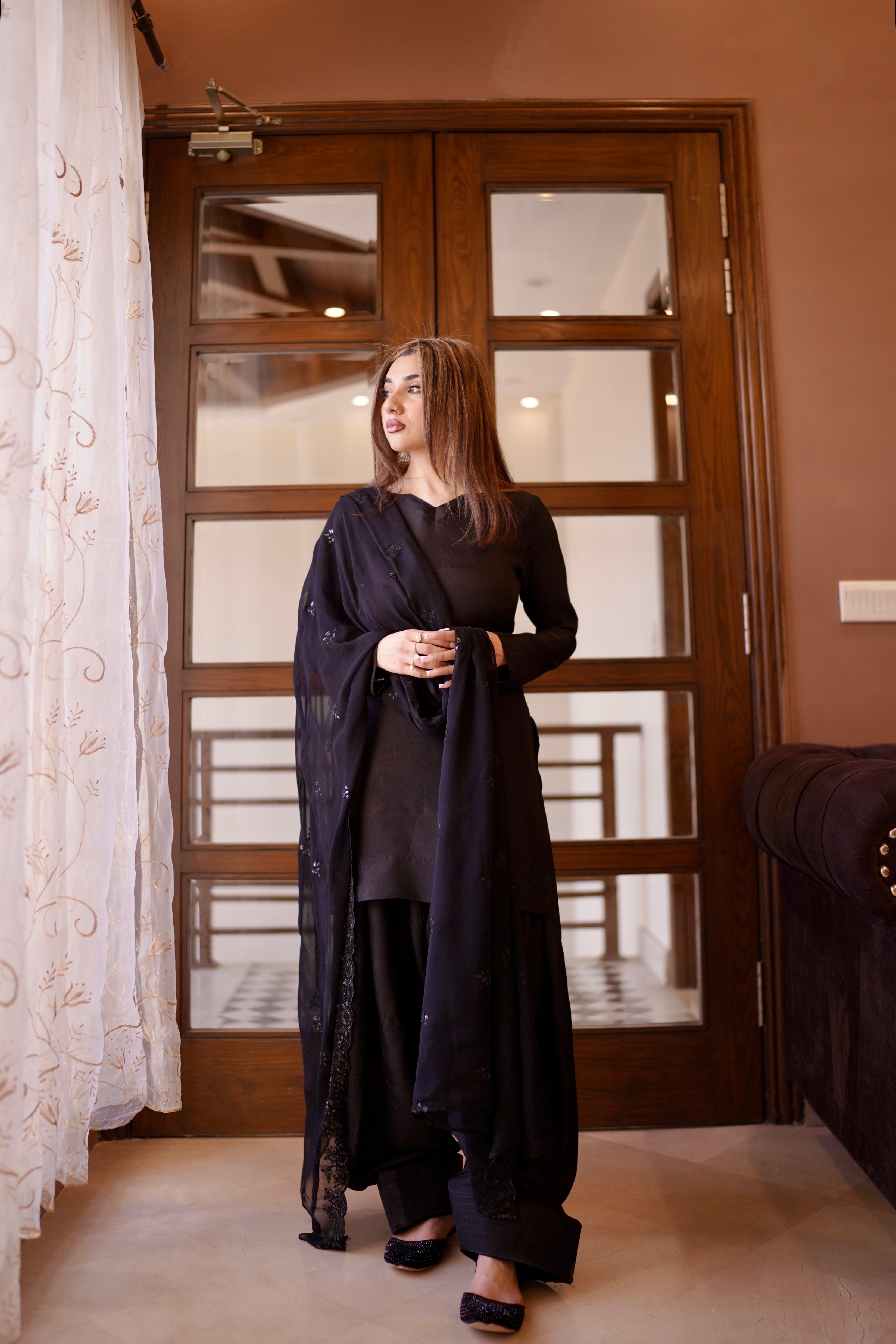 3 PIECE HALF SLEEVE FARSHI SHALWAR SUIT