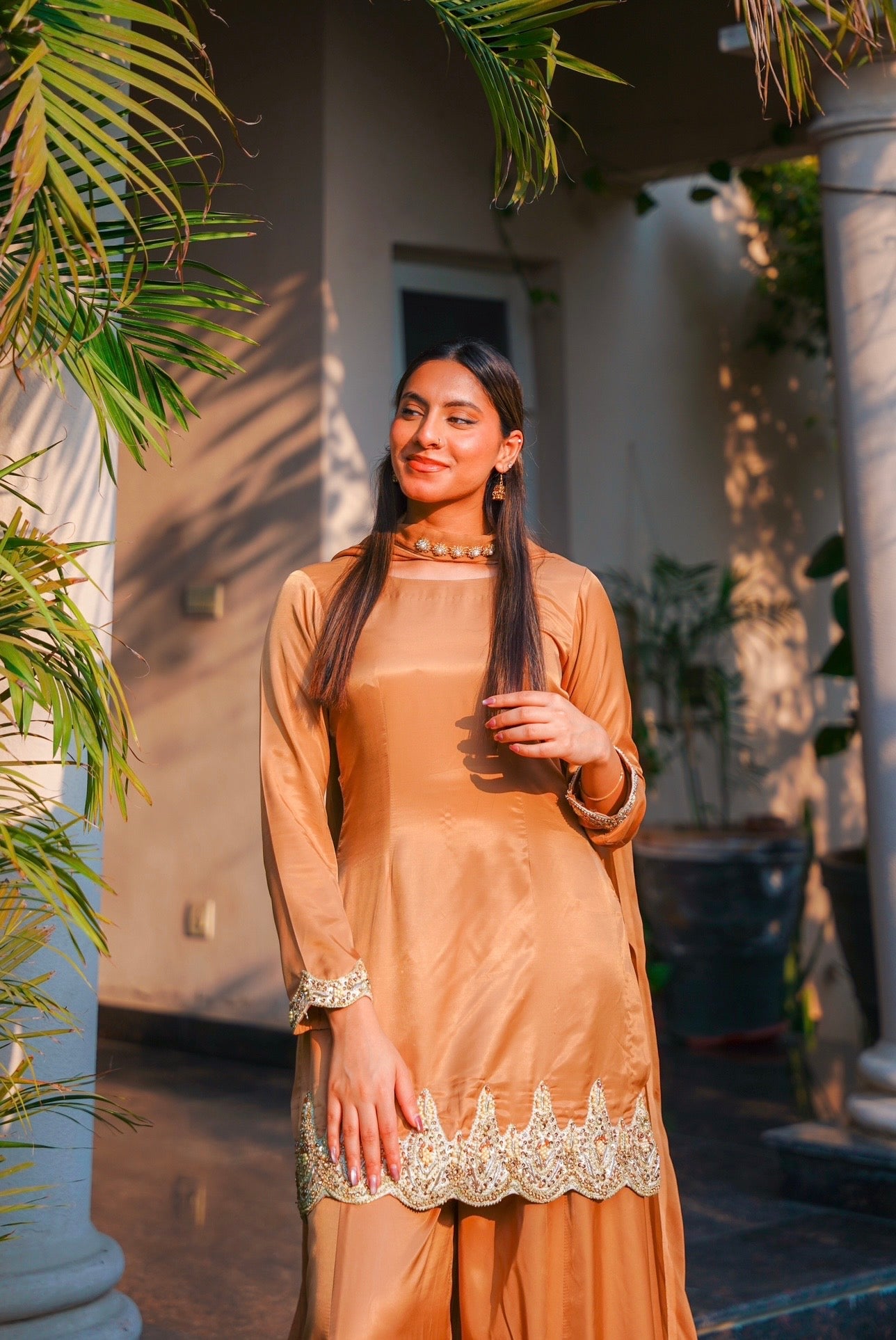 GOLDEN SAND 3 PIECE SHARARA SET